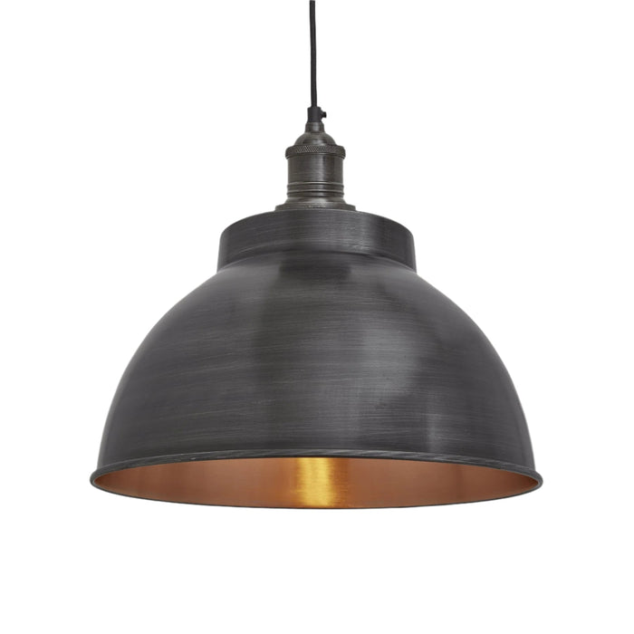 Industville Brooklyn Dome Pendant 13 Inch – Pewter & Copper