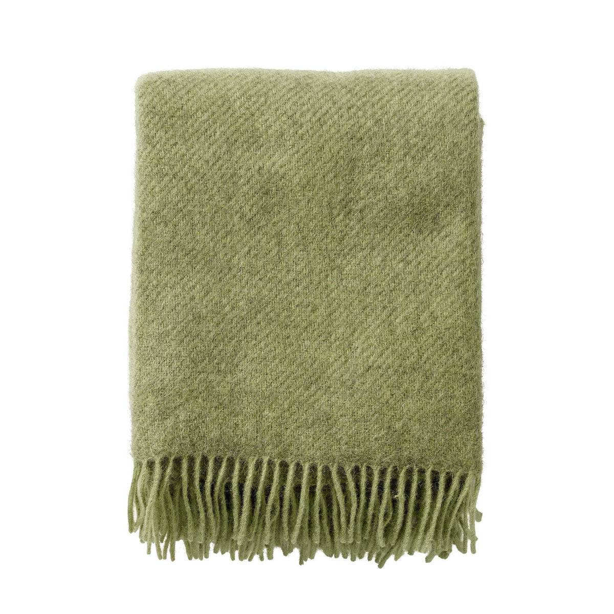 Klippan Gotland brushed wool throw in pear green, folded