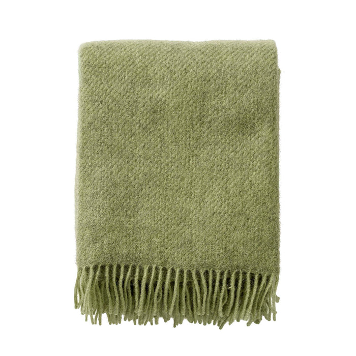 Klippan Gotland brushed wool throw in pear green, folded