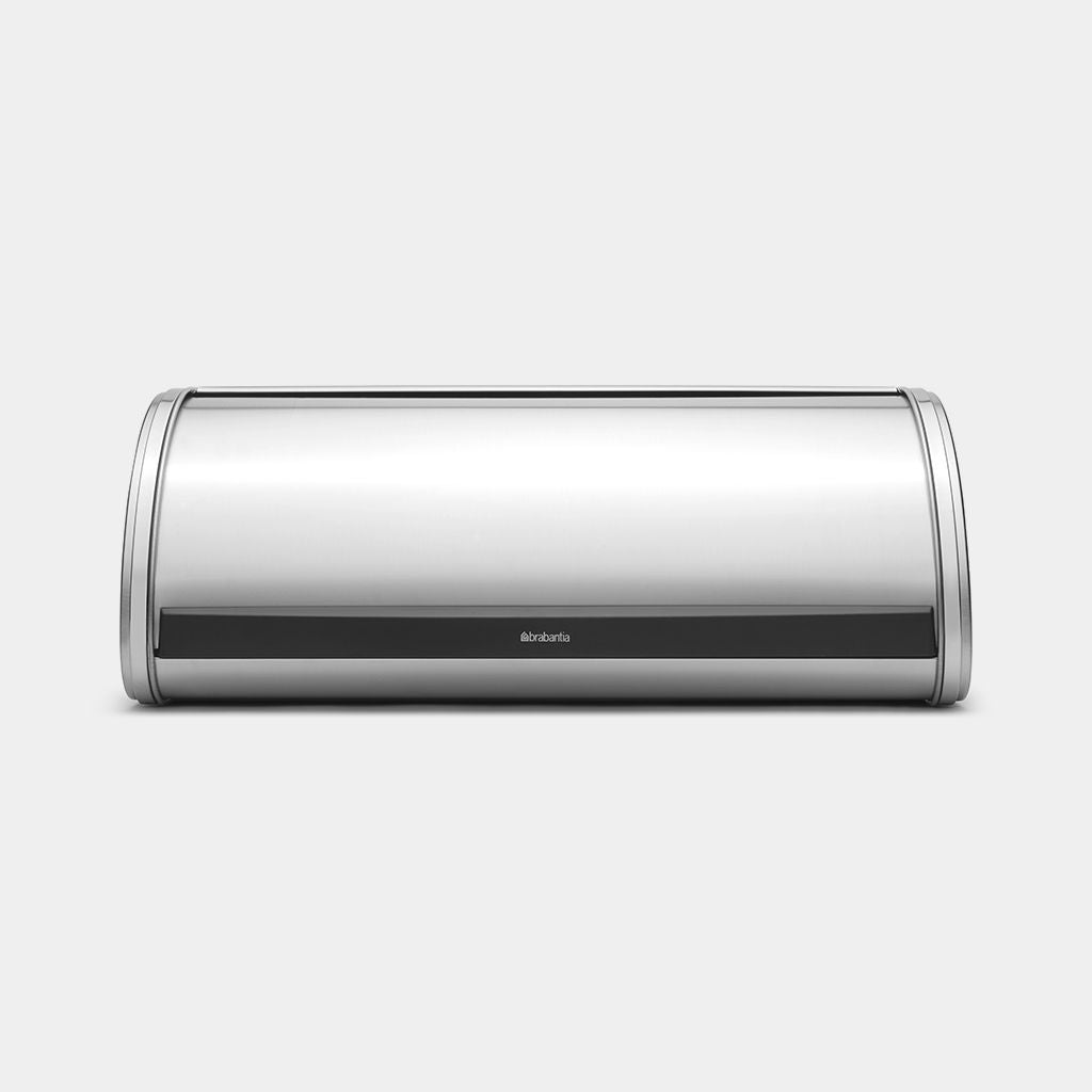 Brabantia Roll Top Bread Bin in matt steel, front view