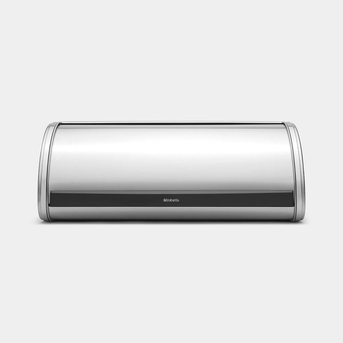 Brabantia Roll Top Bread Bin in matt steel, front view