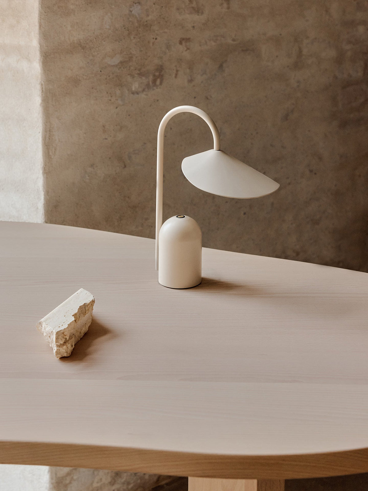 Detail of the Arum lamp's curled aluminium shade