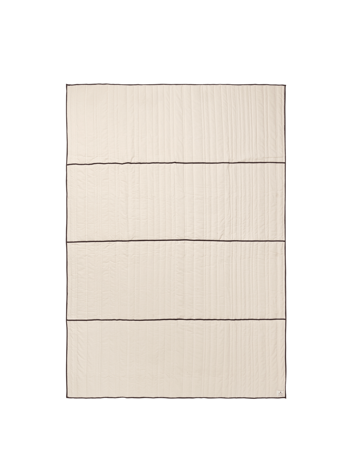 ferm LIVING Vari quilted bedspread in natural with dark chocolate piping