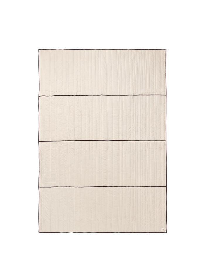 ferm LIVING Vari quilted bedspread in natural with dark chocolate piping