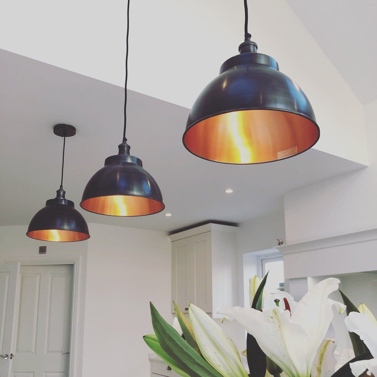 Brooklyn Dome pendant lighting a residential kitchen worktop