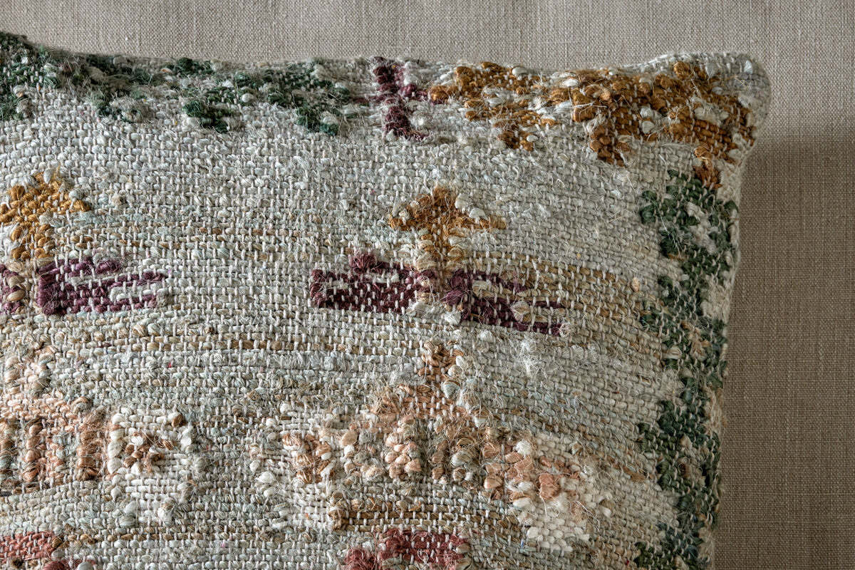 Close-up of the Dantri cushion's handloom weave