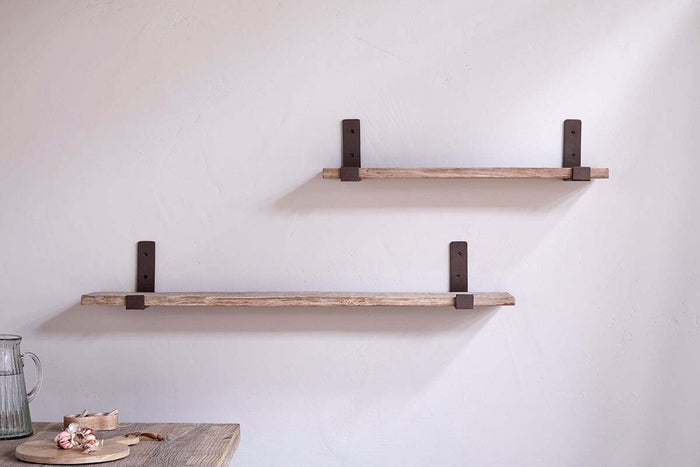 Nkuku Ibo Reclaimed Wood & Iron Shelf – Small Natural