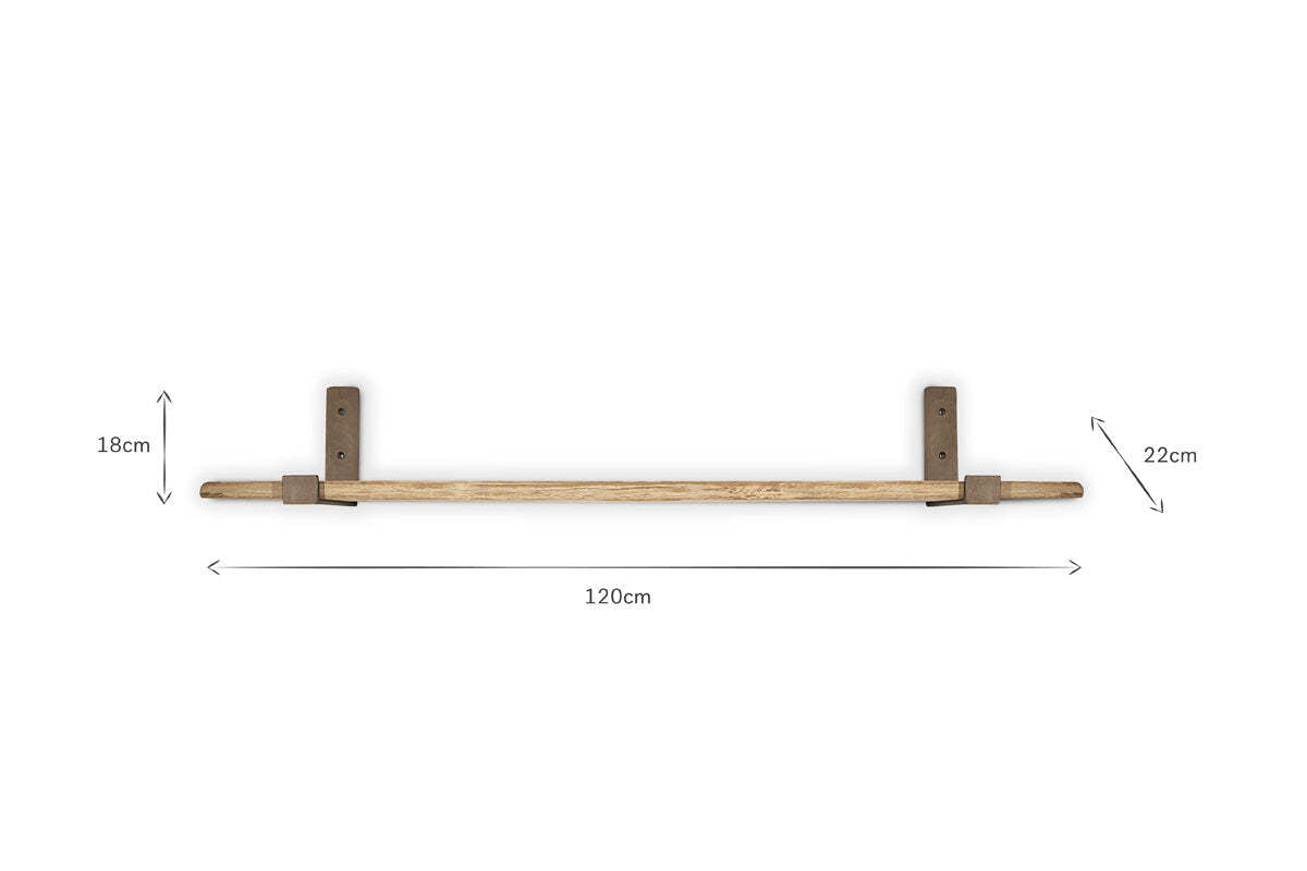 Side view of the Ibo reclaimed wood and iron shelf