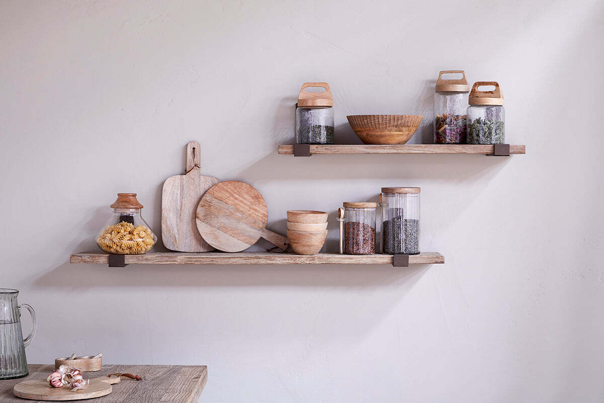 Nkuku Ibo reclaimed wood wall shelf with iron bracket