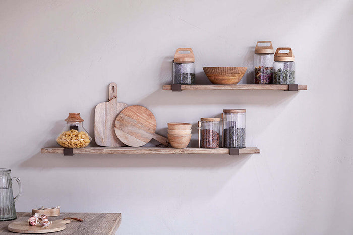 Nkuku Ibo reclaimed wood wall shelf with iron bracket