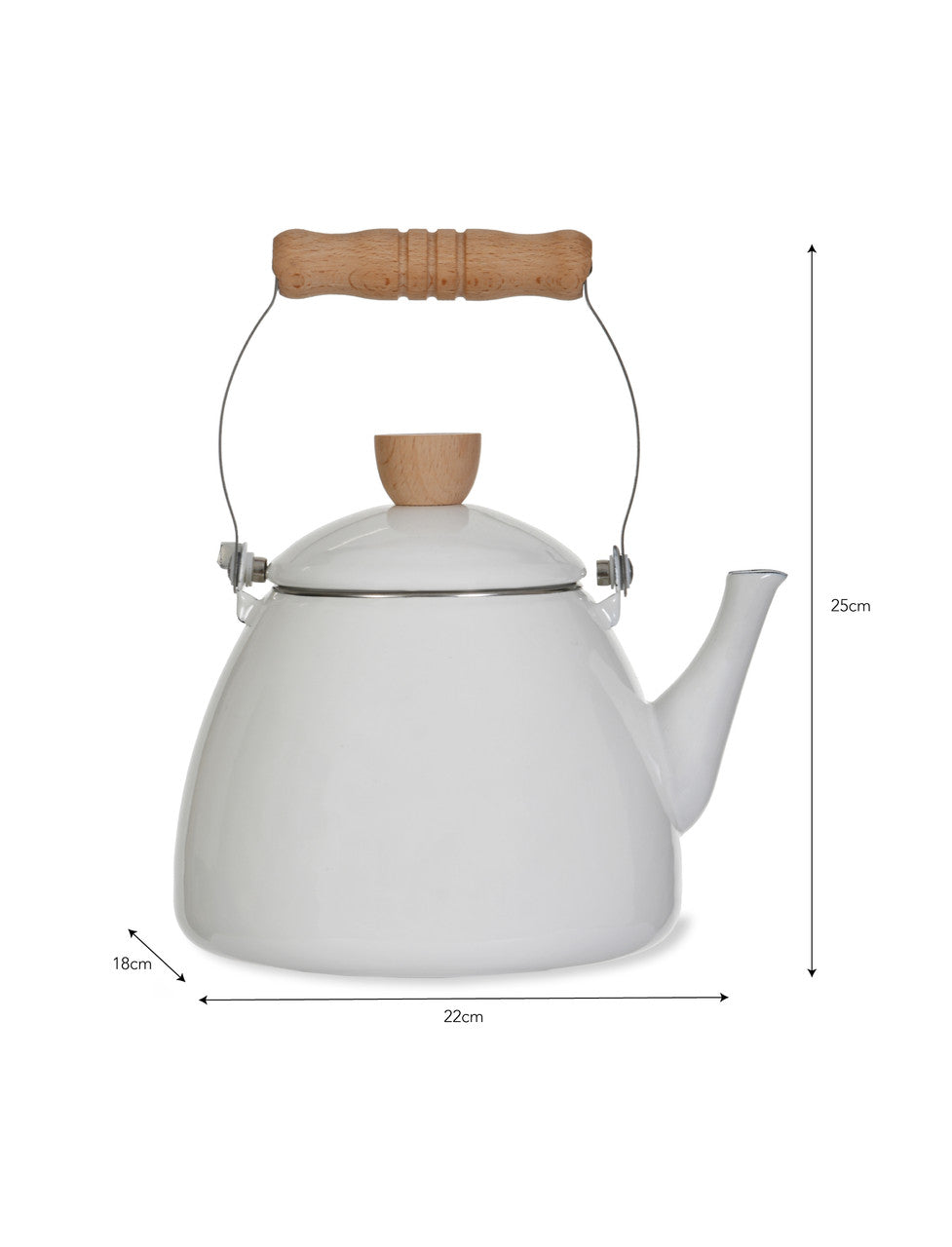 Warm white kettle with handle raised for pouring