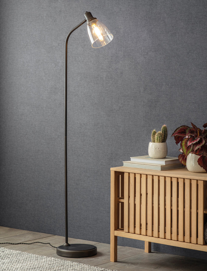 Hoxton Dome floor lamp in antique bronze, full-height view