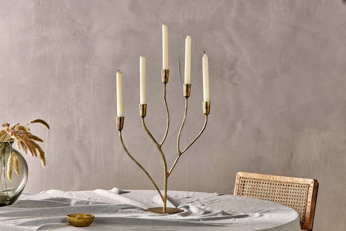 Nkuku Palani Statement Candelabra – Large Antique Brass
