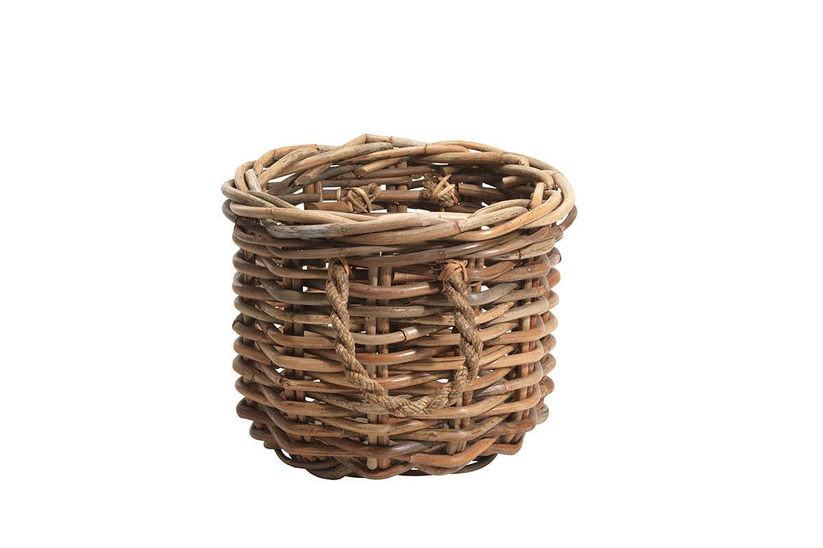 Nkuku Rattan Chunky Basket small, white background