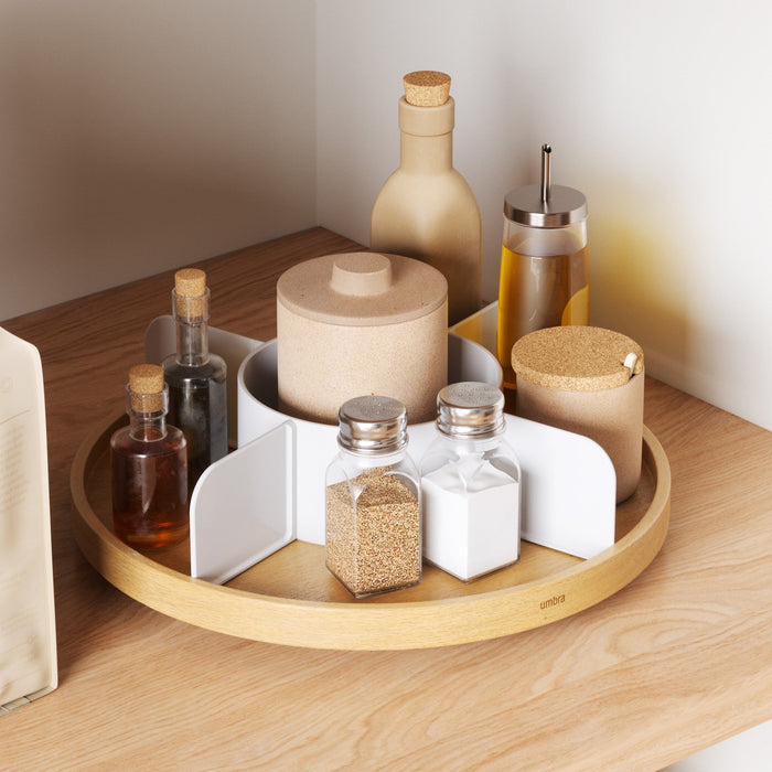Umbra Bellwood Lazy Susan – rotating worktop organiser, white/natural