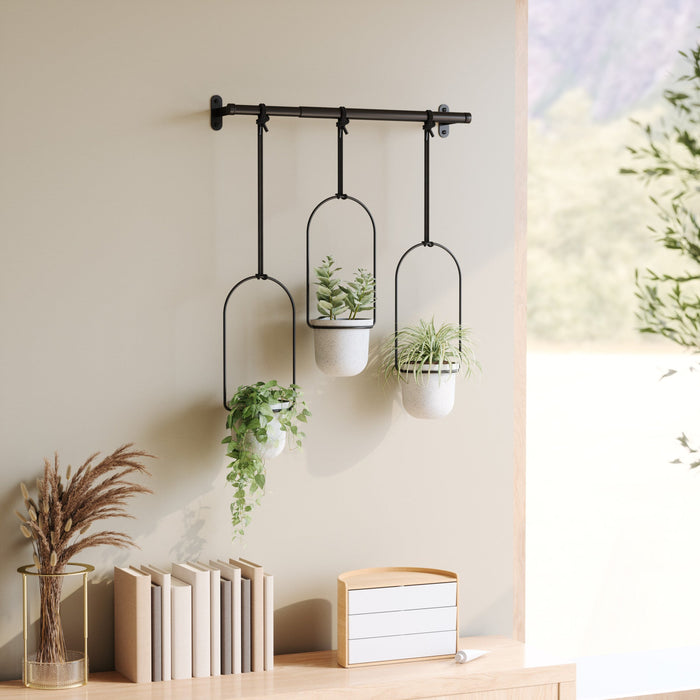 Umbra Triflora Hanging Planter – Set of 3, White/Black